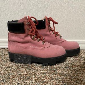Acne Studios Pink Suede Combat Boots